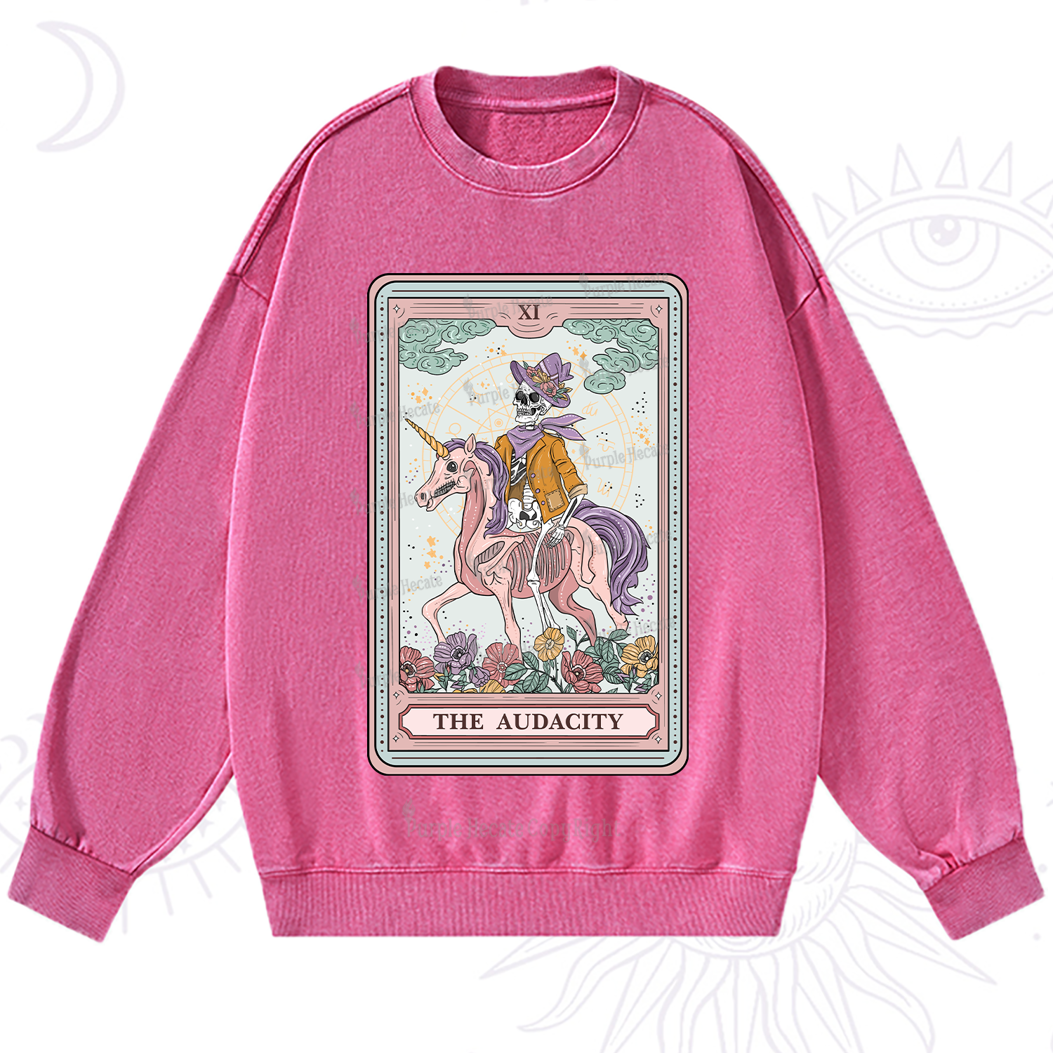 Purplehecate The Audacity Tarot Card Washed Sweatshirt