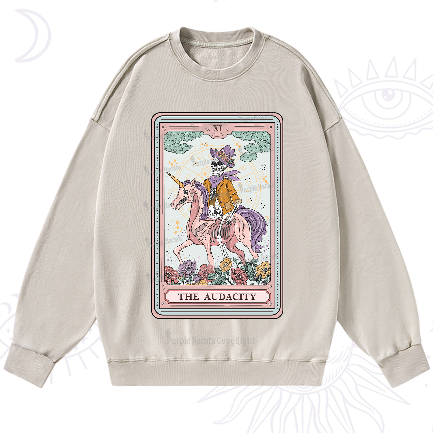 Purplehecate The Audacity Tarot Card Washed Sweatshirt