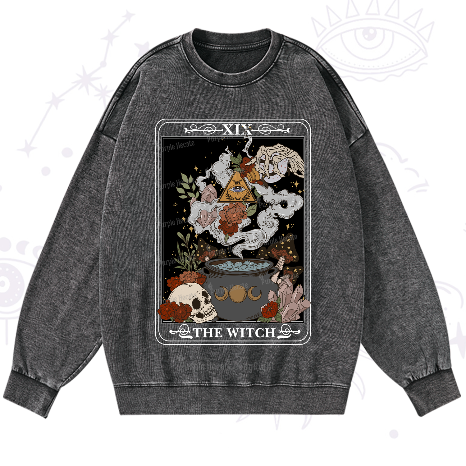 Purplehecate The Witch Tarot Washed Sweatshirt