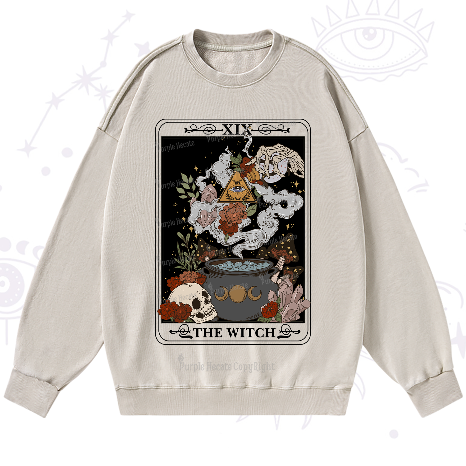 Purplehecate The Witch Tarot Washed Sweatshirt