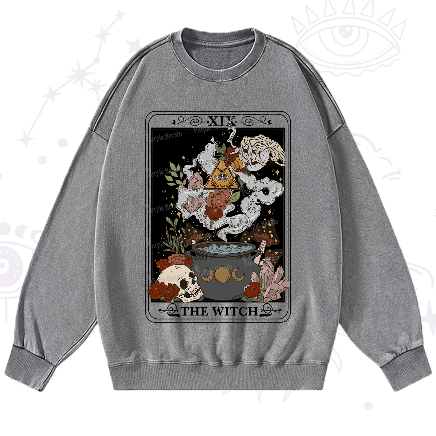 Purplehecate The Witch Tarot Washed Sweatshirt