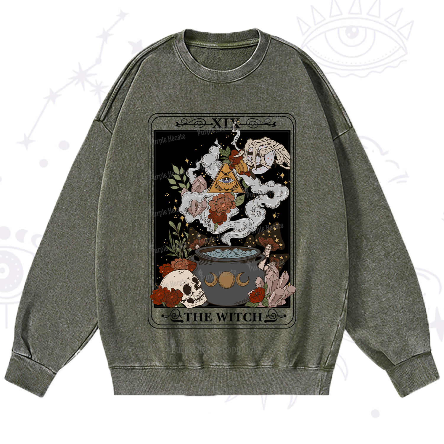 Purplehecate The Witch Tarot Washed Sweatshirt