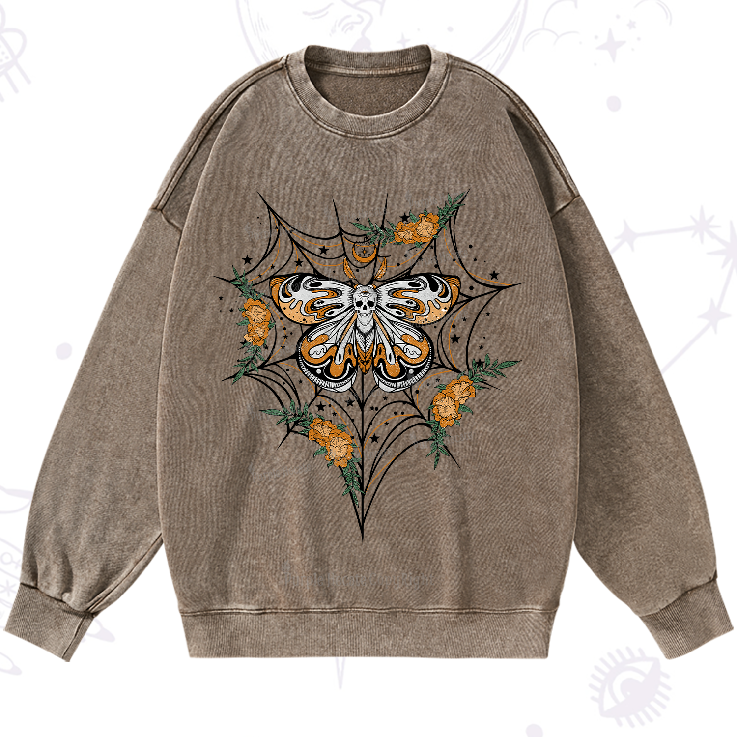 Purplehecate Death Head Moth Washed Sweatshirt
