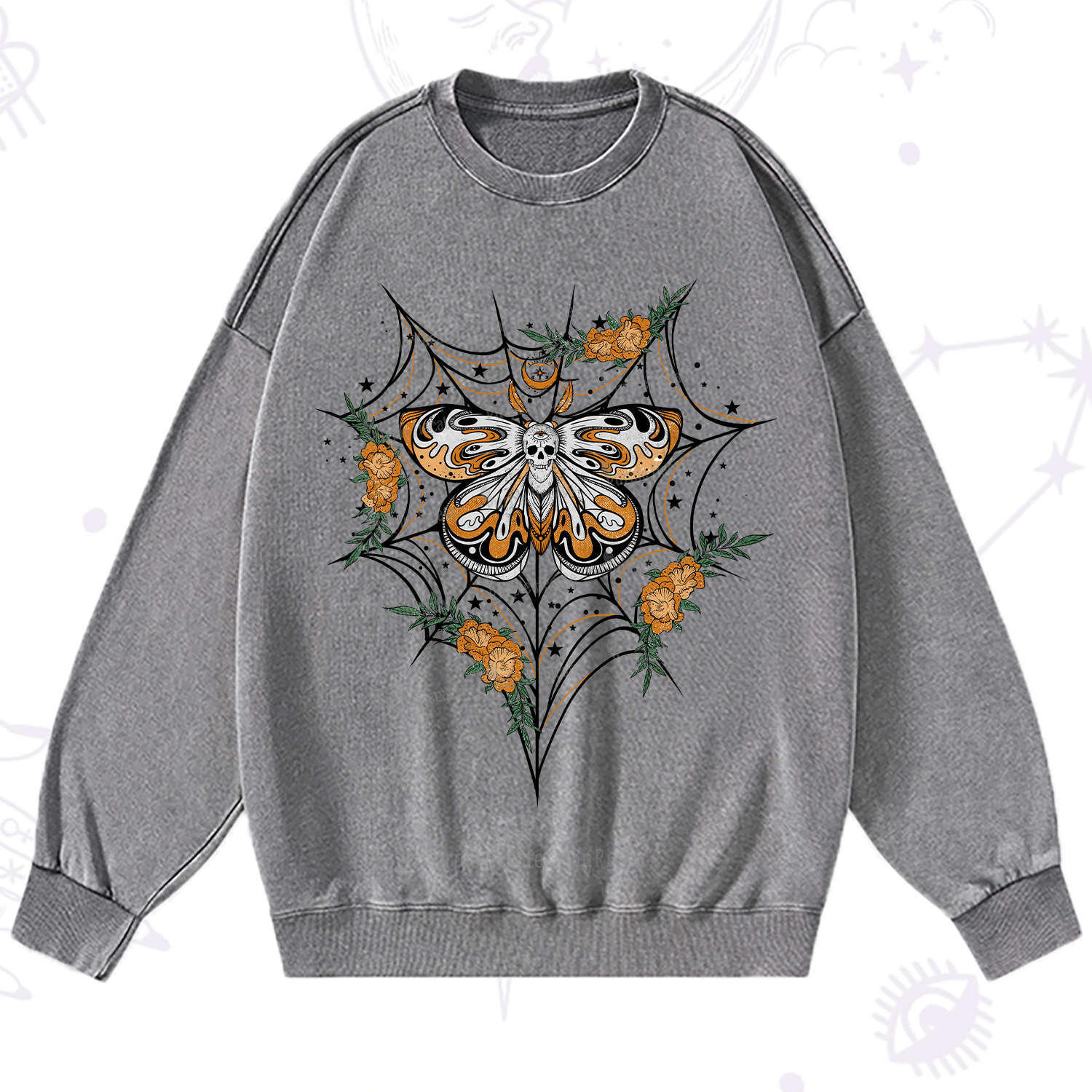 Purplehecate Death Head Moth Washed Sweatshirt