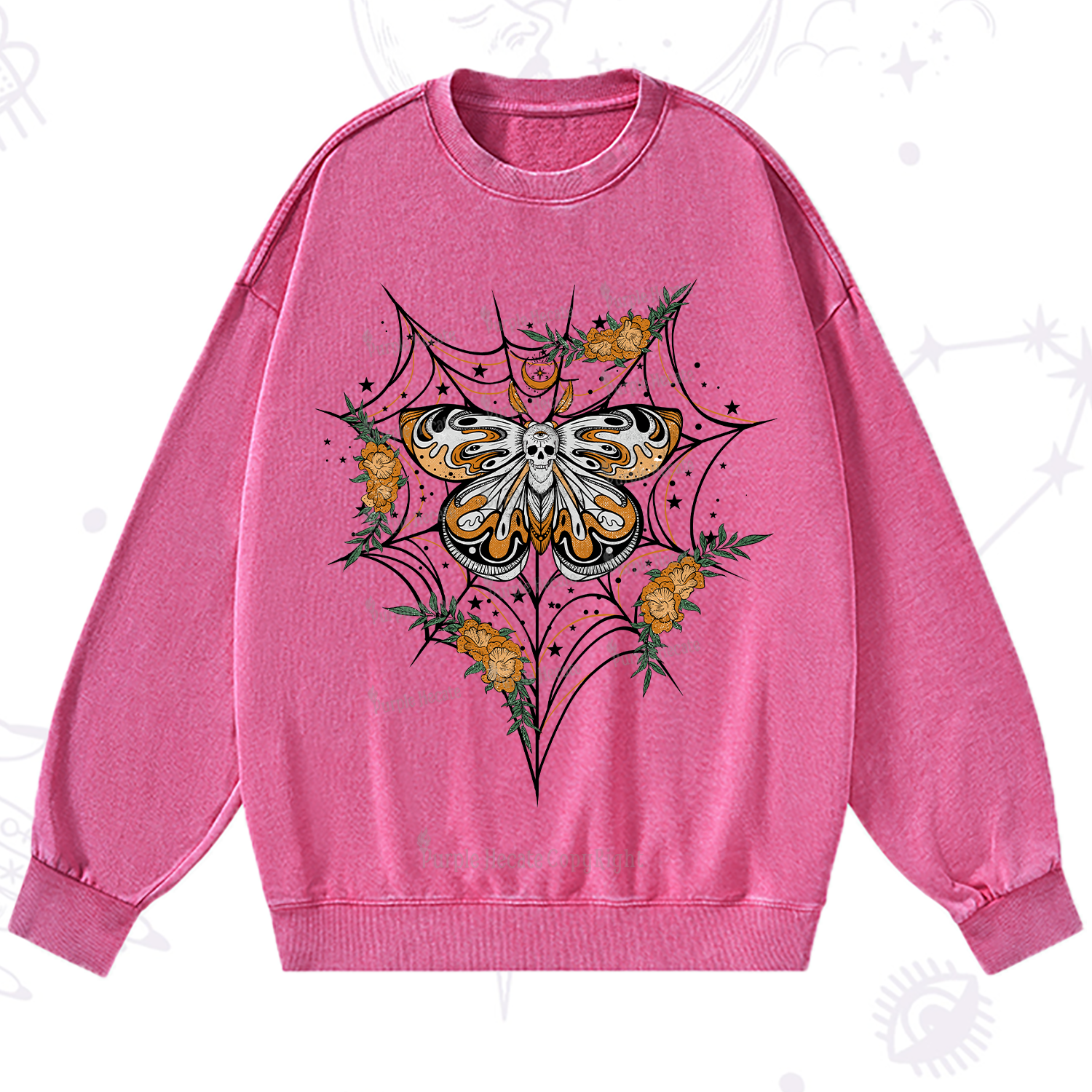 Purplehecate Death Head Moth Washed Sweatshirt