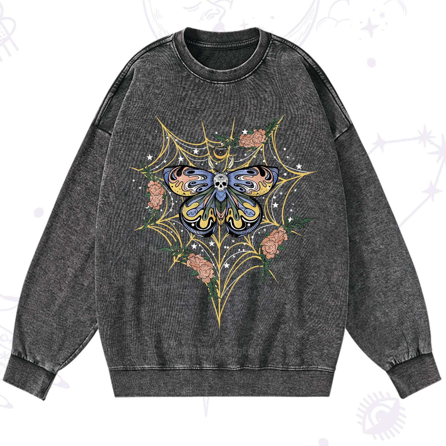 Purplehecate Death Head Moth Washed Sweatshirt
