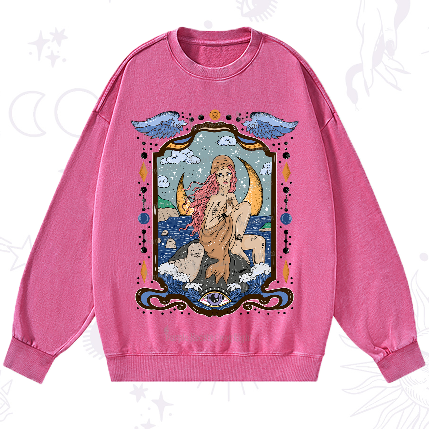 Purplehecate Selkie Woman Washed Sweatshirt