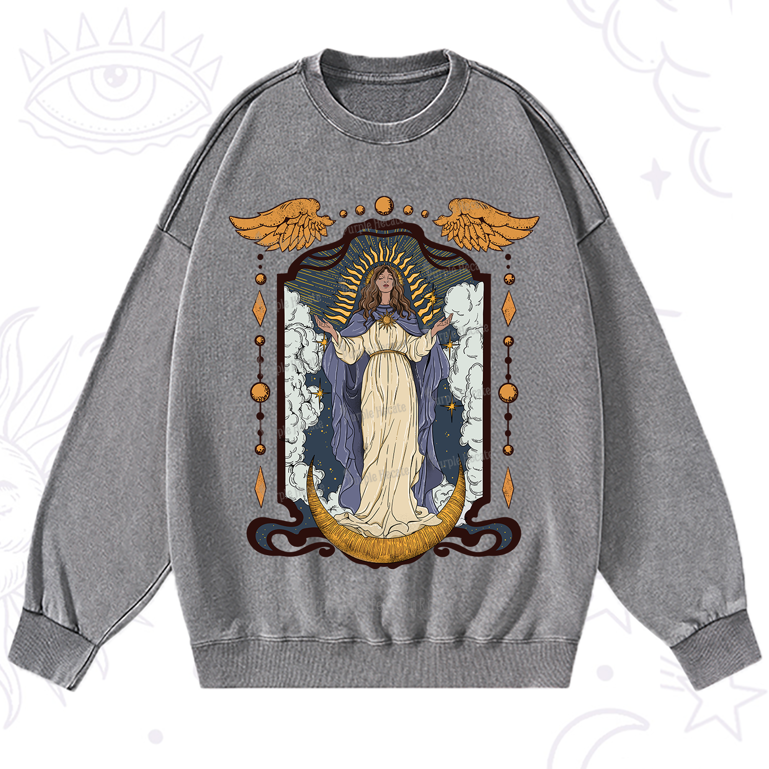 Purplehecate Holy Guardian Washed Sweatshirt