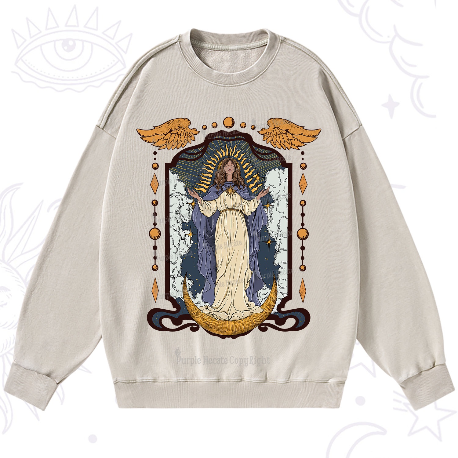 Purplehecate Holy Guardian Washed Sweatshirt