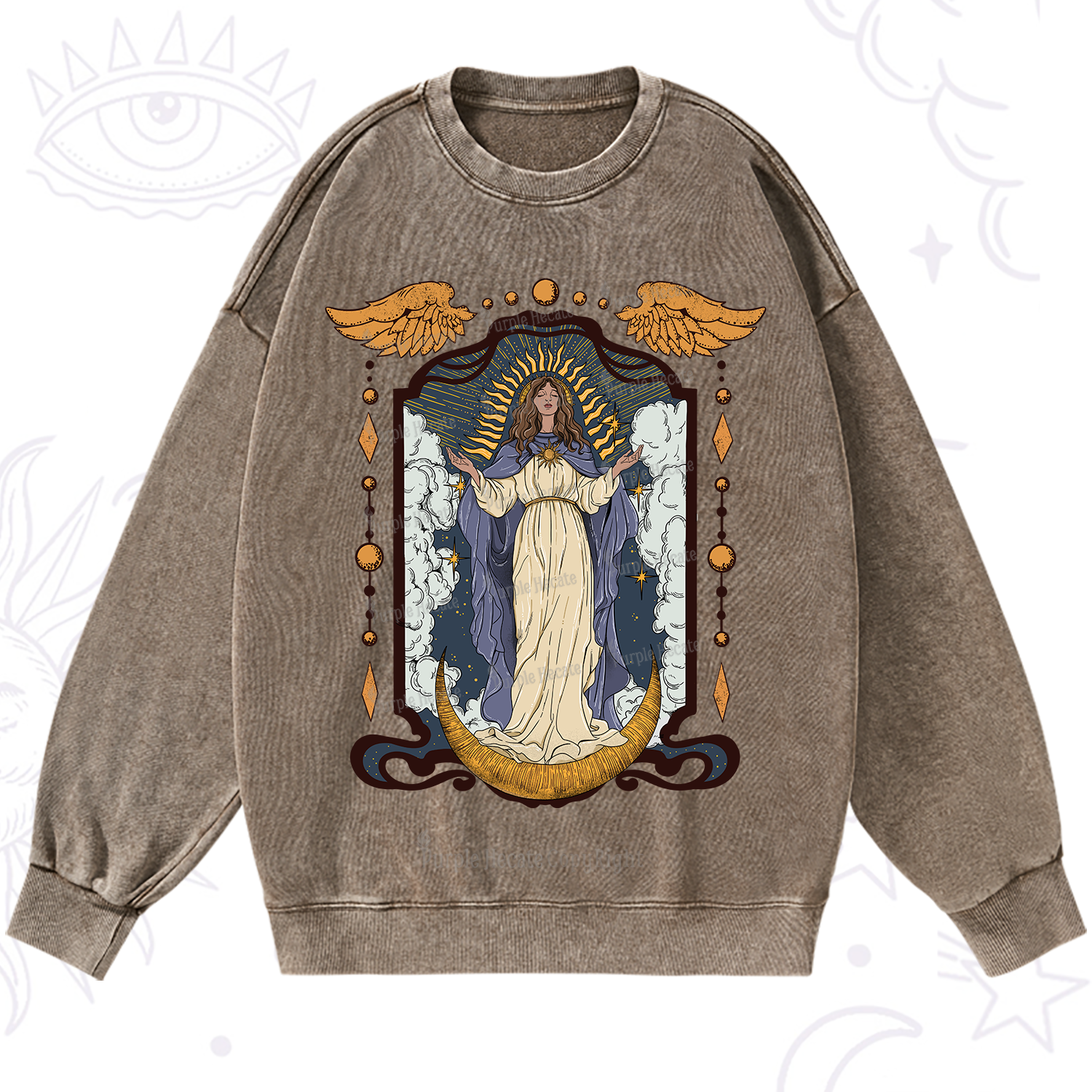 Purplehecate Holy Guardian Washed Sweatshirt