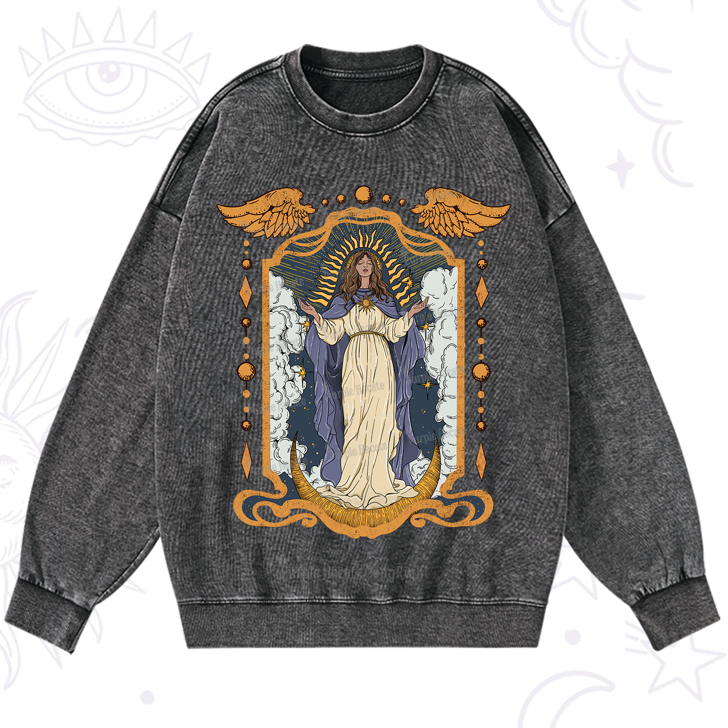 Purplehecate Holy Guardian Washed Sweatshirt