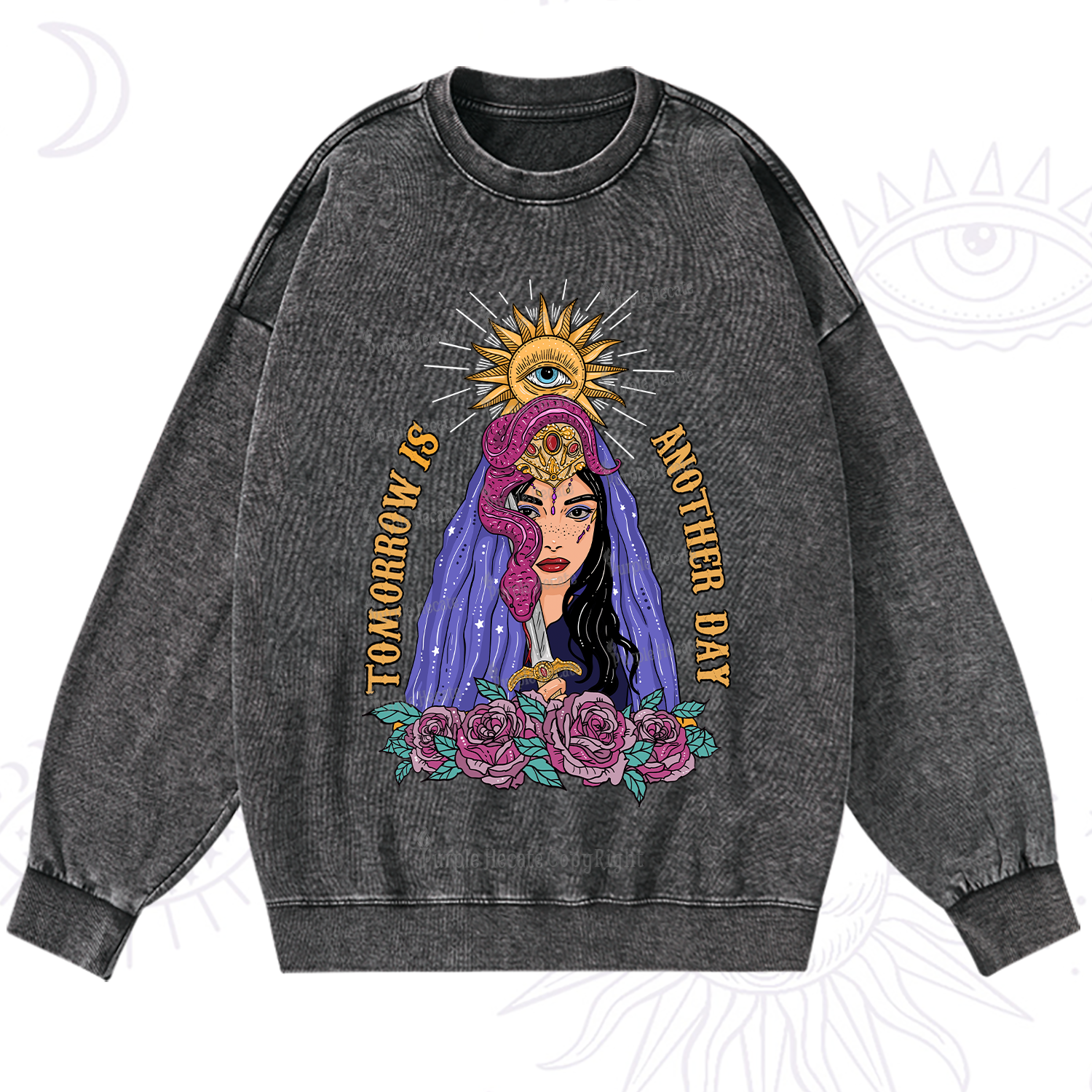 Purplehecate Prophetic Eye Witch Washed Sweatshirt