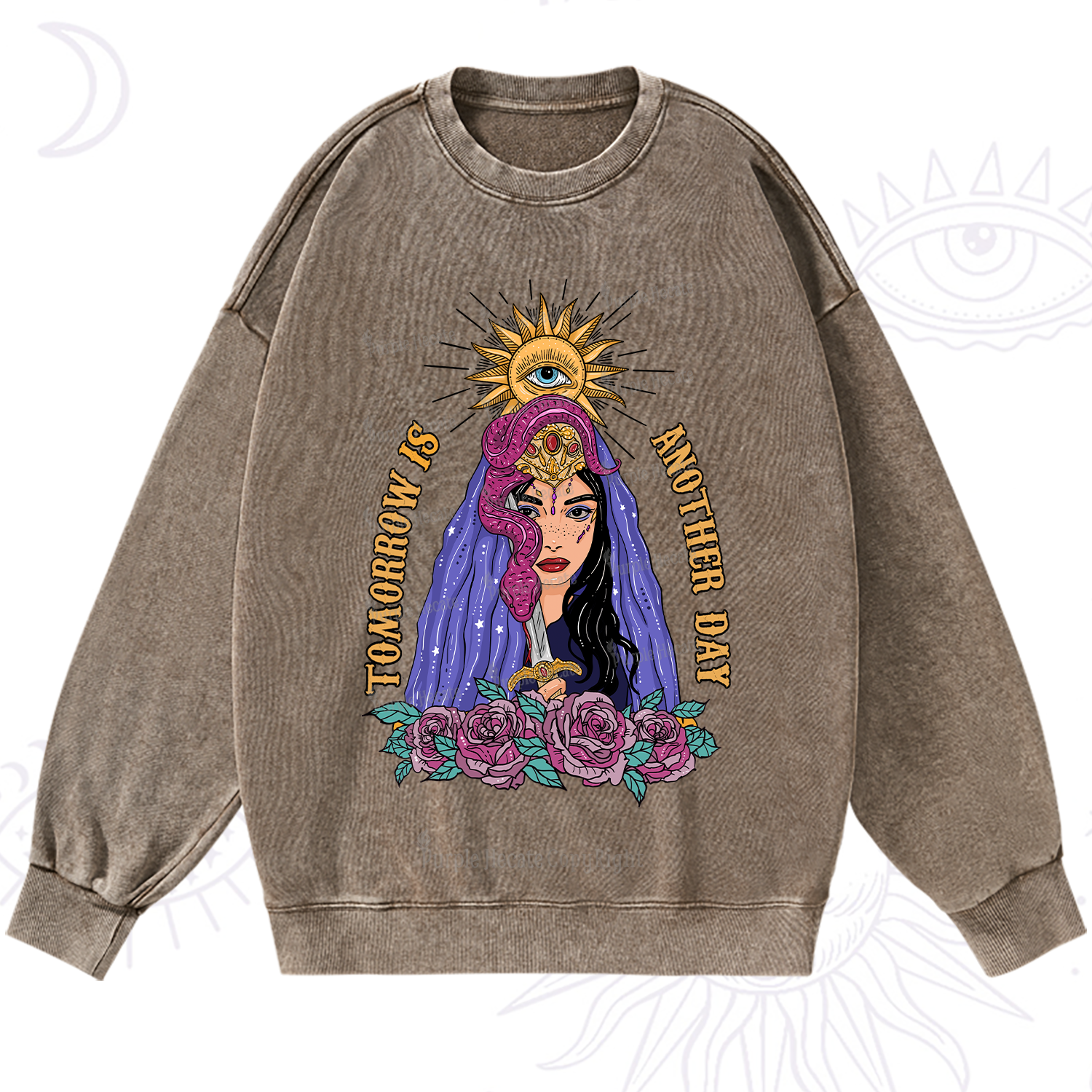 Purplehecate Prophetic Eye Witch Washed Sweatshirt
