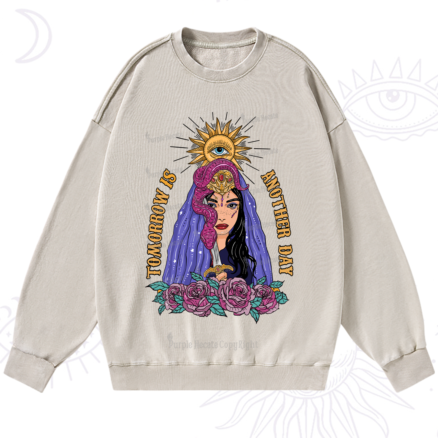 Purplehecate Prophetic Eye Witch Washed Sweatshirt