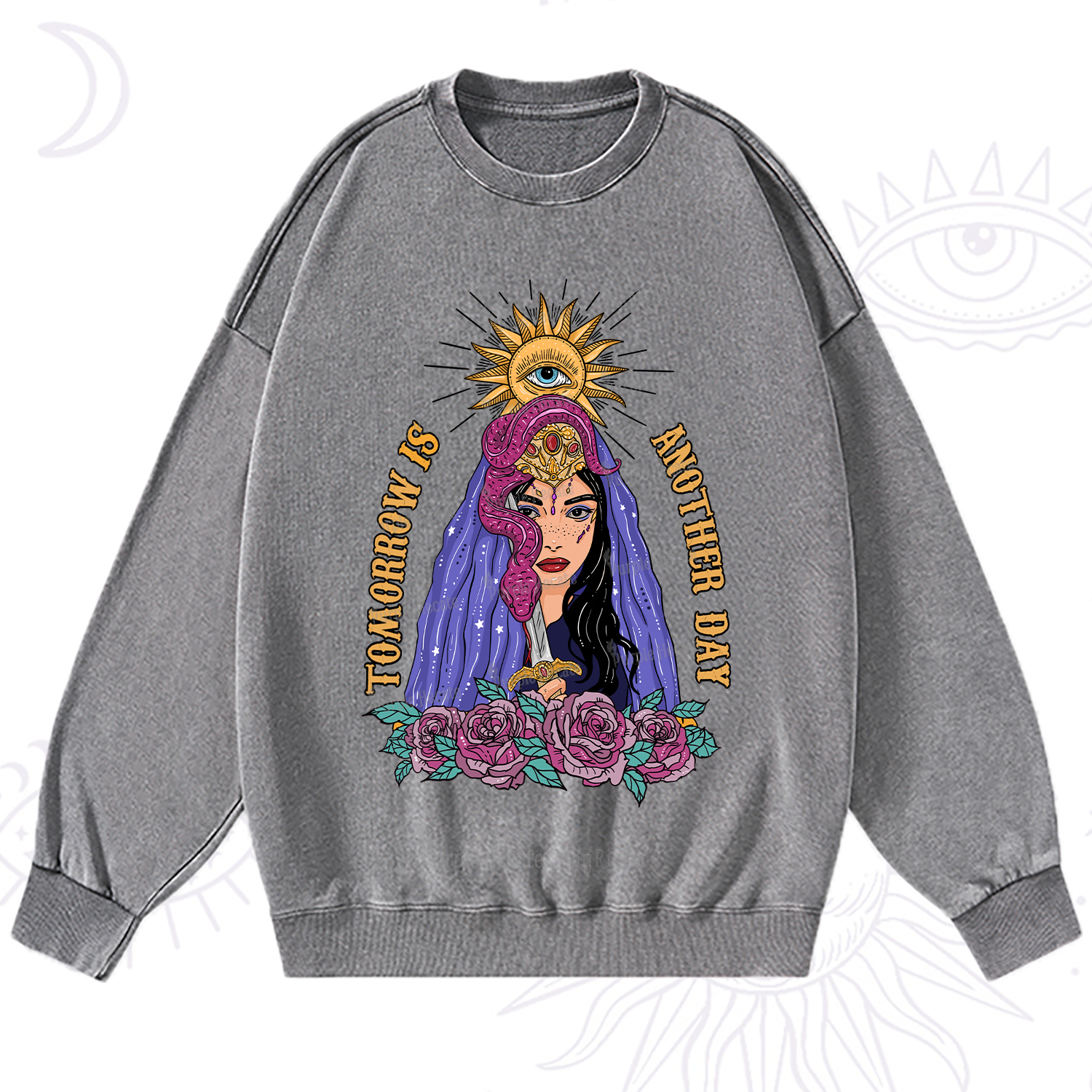 Purplehecate Prophetic Eye Witch Washed Sweatshirt