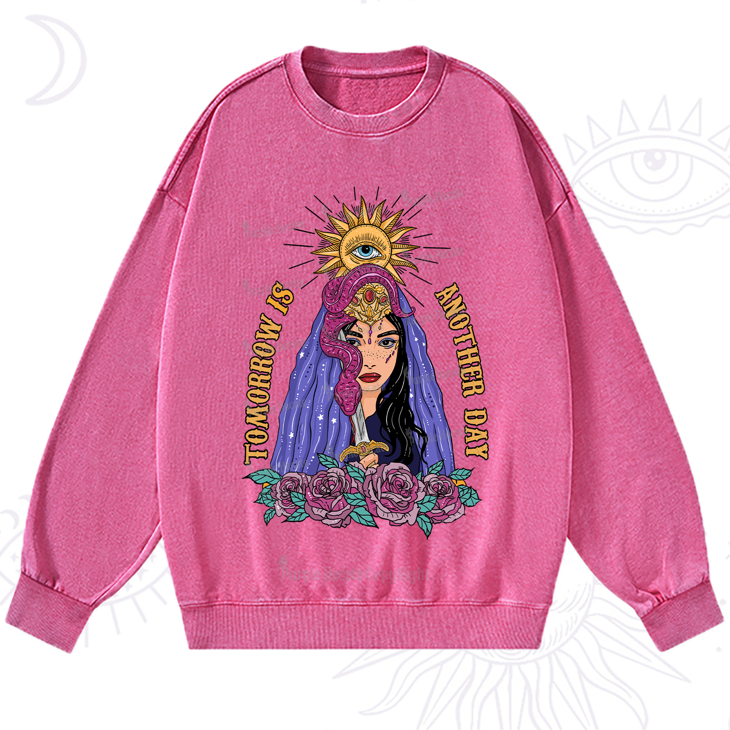 Purplehecate Prophetic Eye Witch Washed Sweatshirt