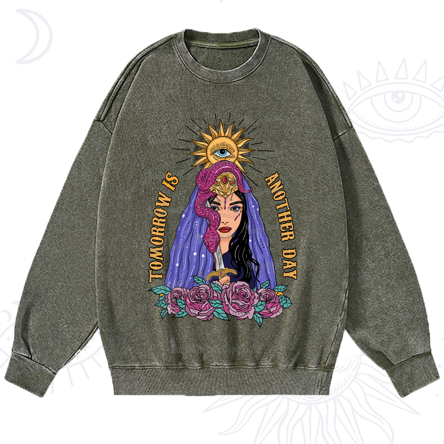 Purplehecate Prophetic Eye Witch Washed Sweatshirt