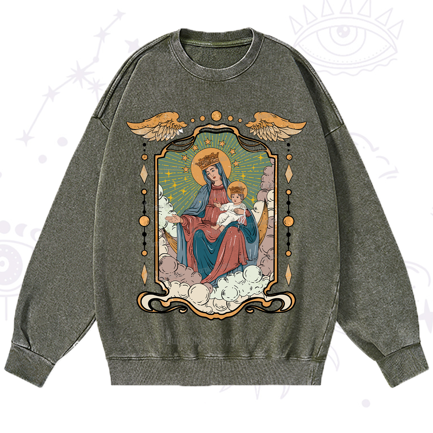 Purplehecate The Lady Of the Rosary Washed Sweatshirt