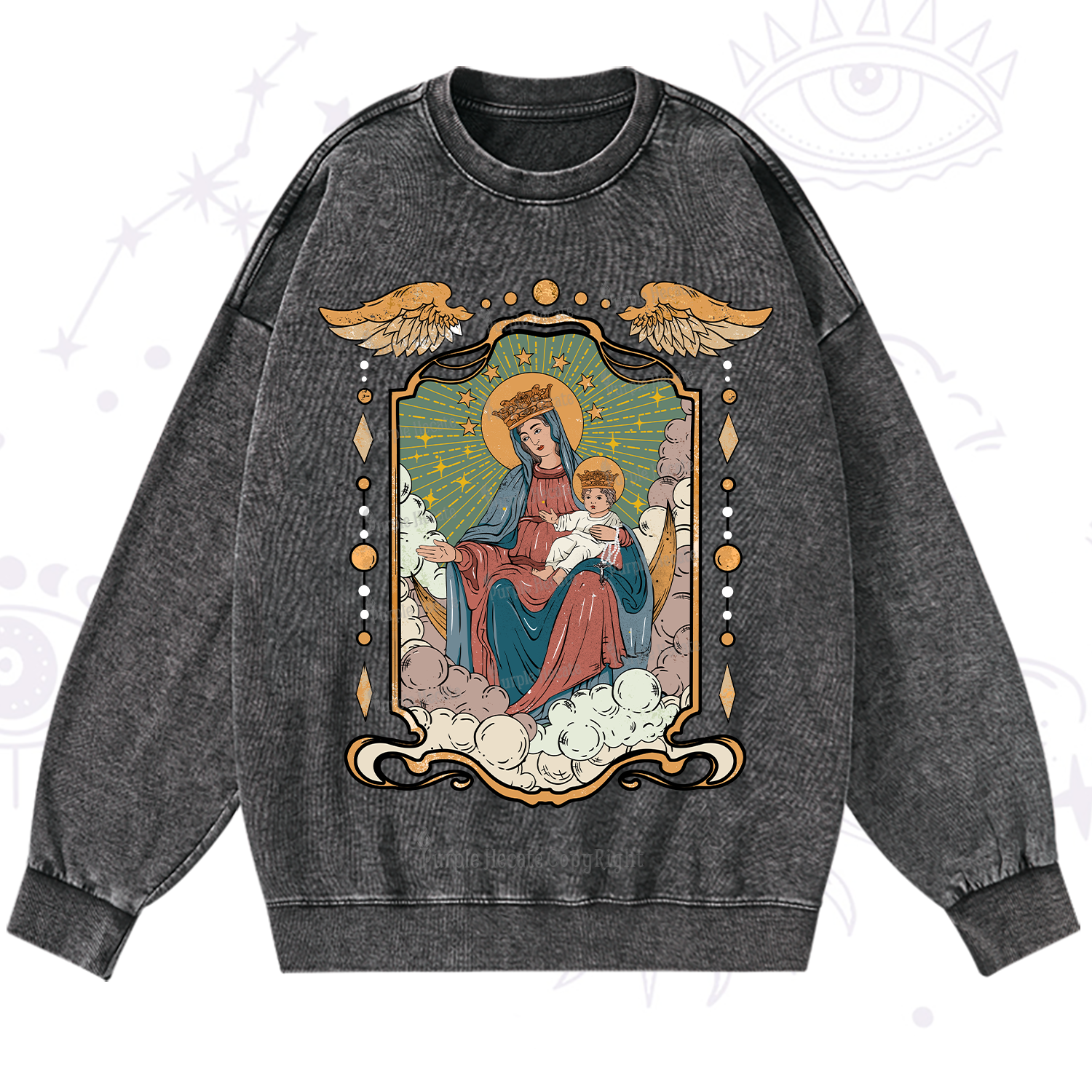 Purplehecate The Lady Of the Rosary Washed Sweatshirt