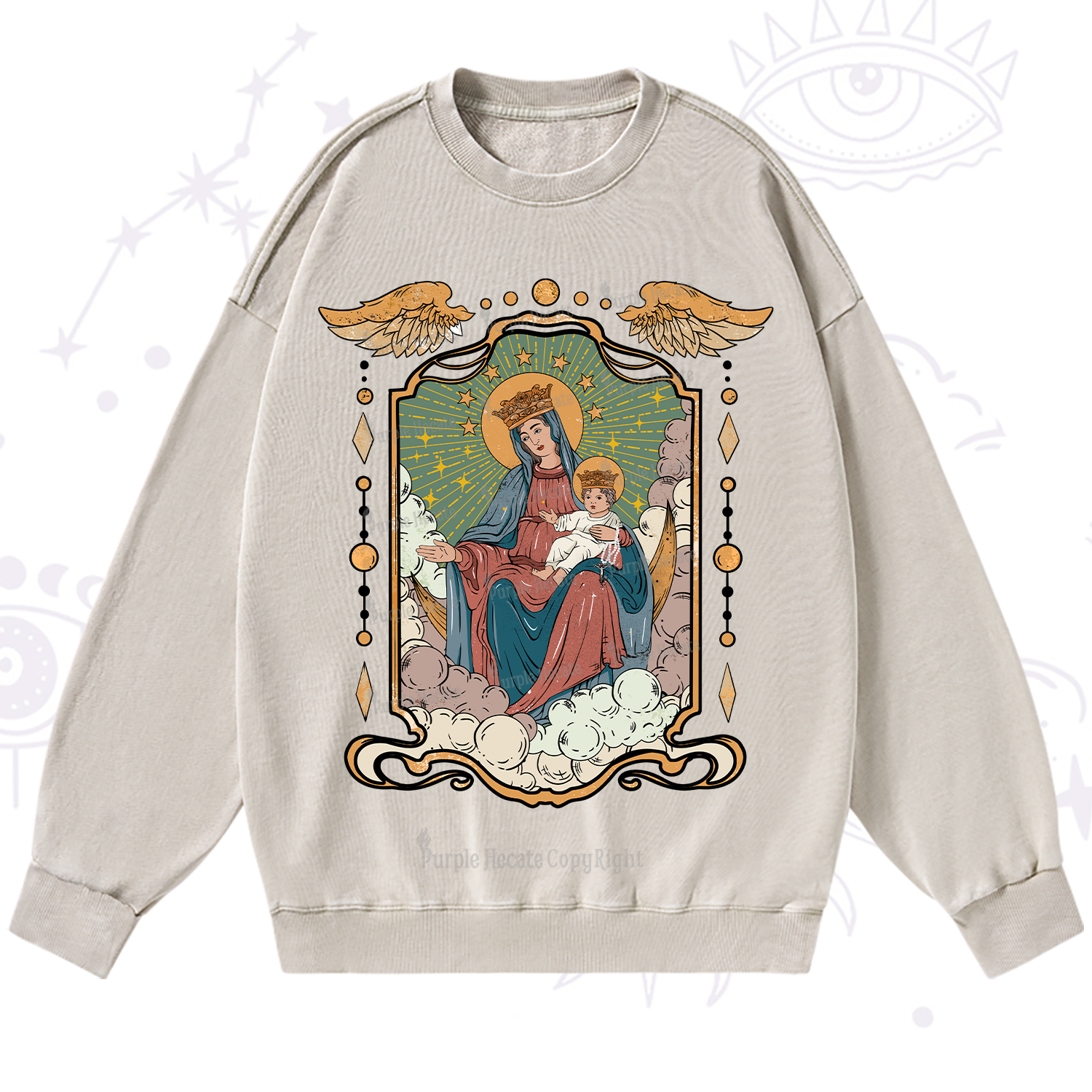 Purplehecate The Lady Of the Rosary Washed Sweatshirt