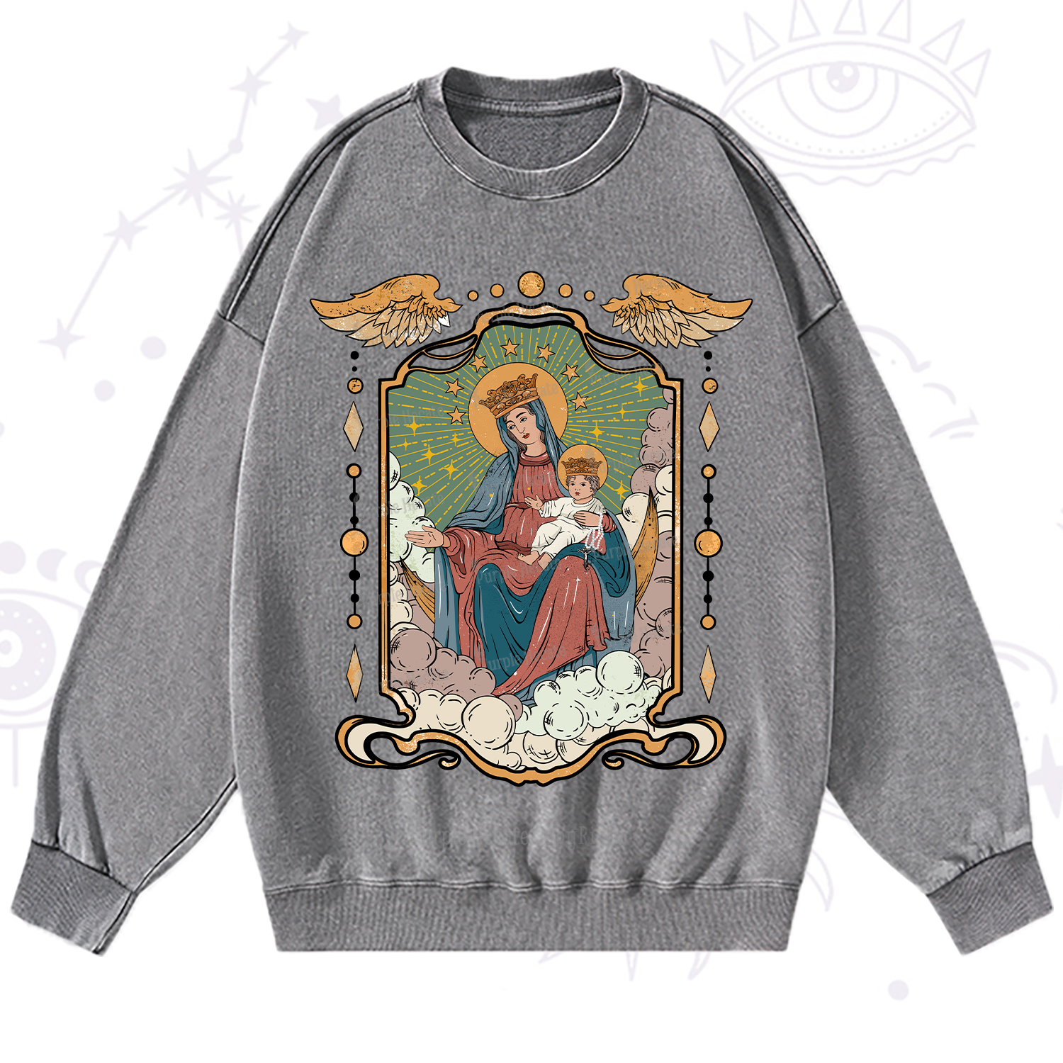 Purplehecate The Lady Of the Rosary Washed Sweatshirt