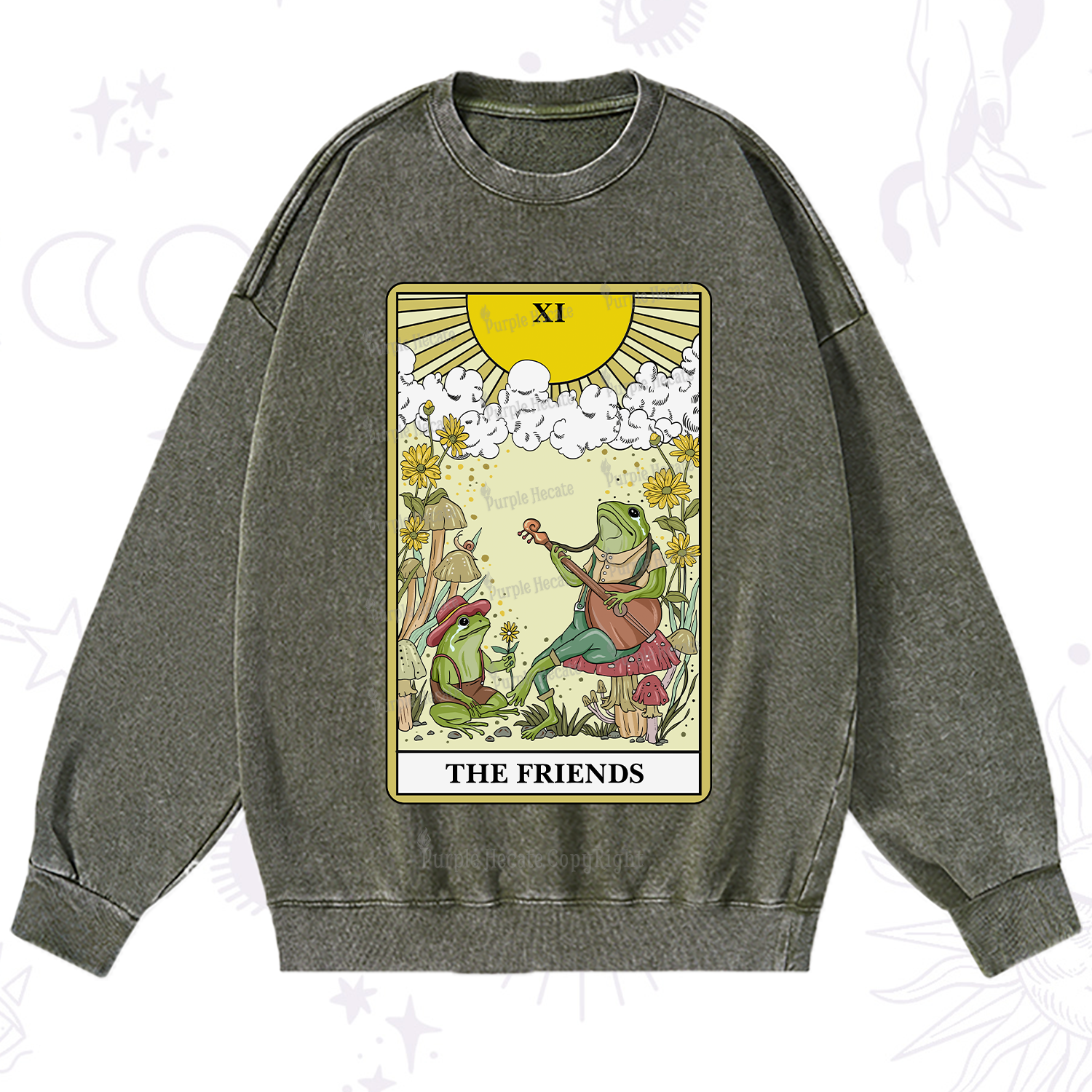 Purplehecate The Friends Tarot Card Washed Sweatshirt