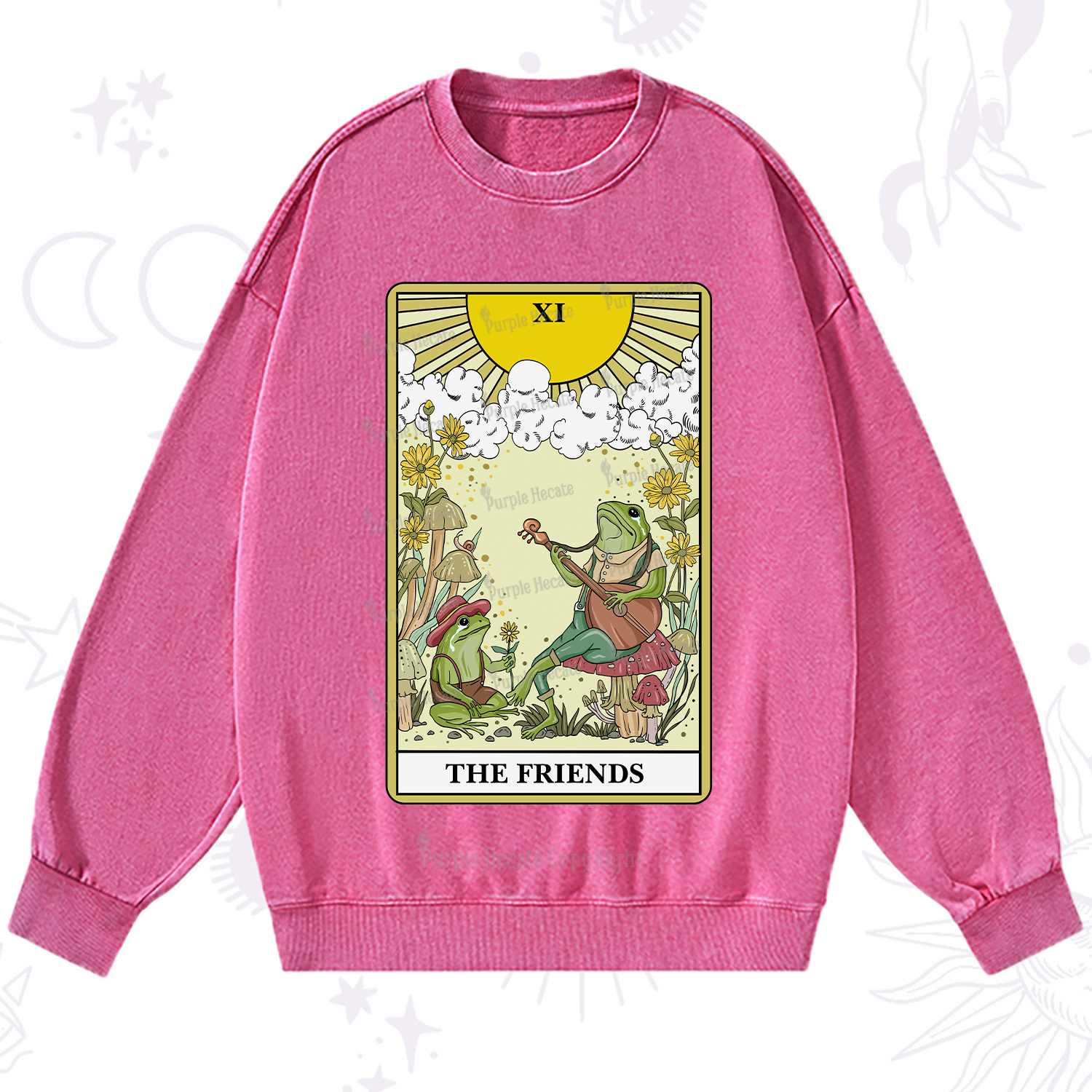 Purplehecate The Friends Tarot Card Washed Sweatshirt