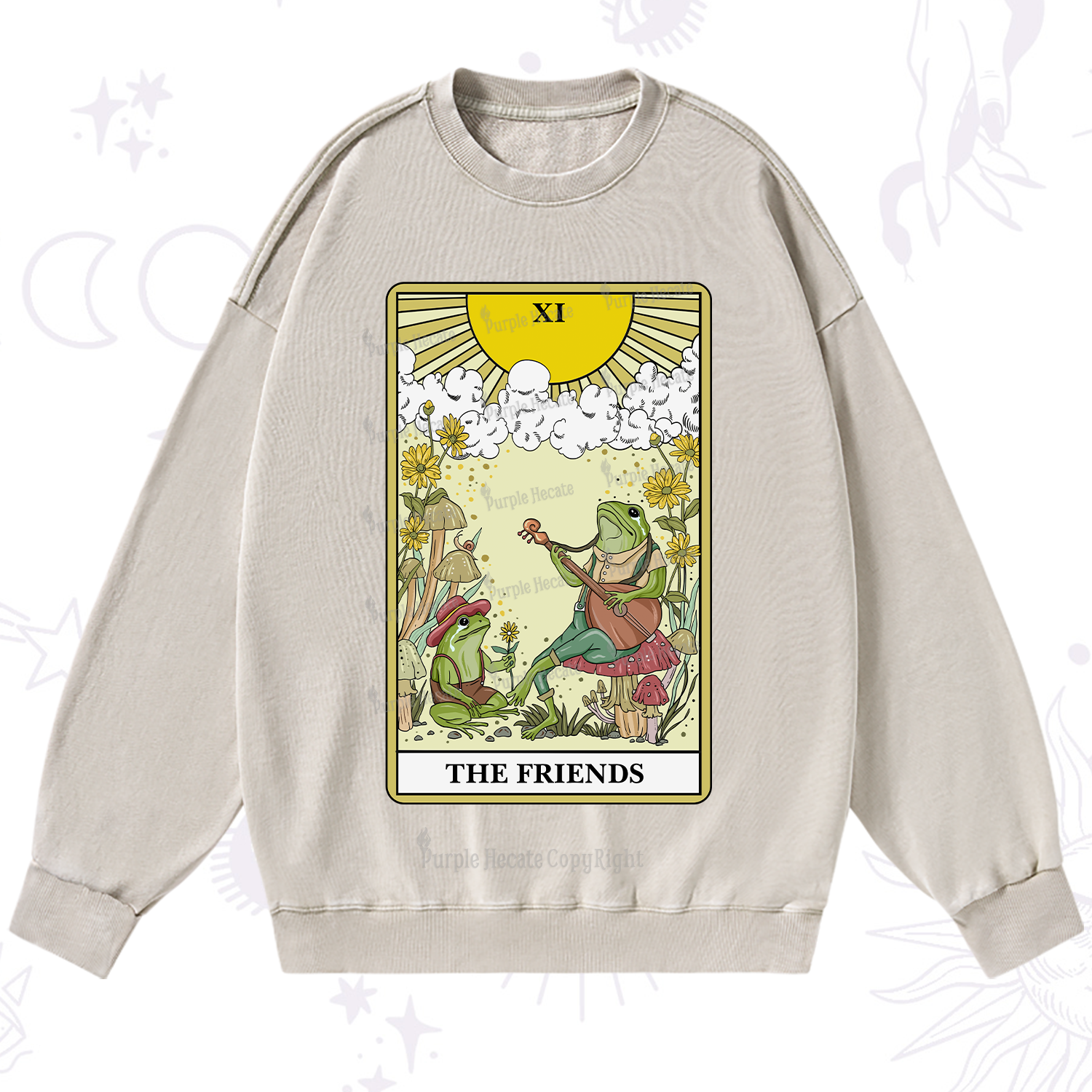 Purplehecate The Friends Tarot Card Washed Sweatshirt
