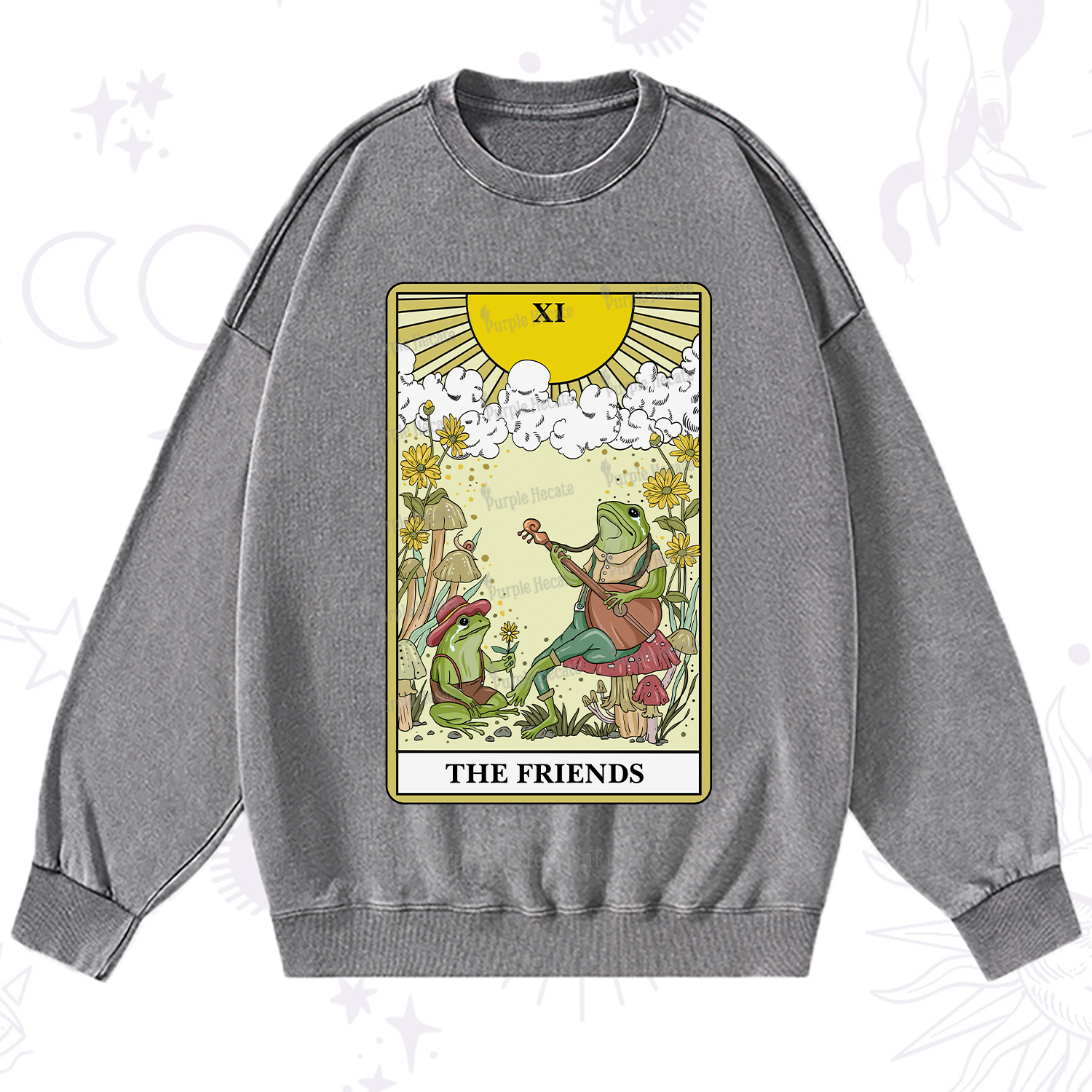 Purplehecate The Friends Tarot Card Washed Sweatshirt
