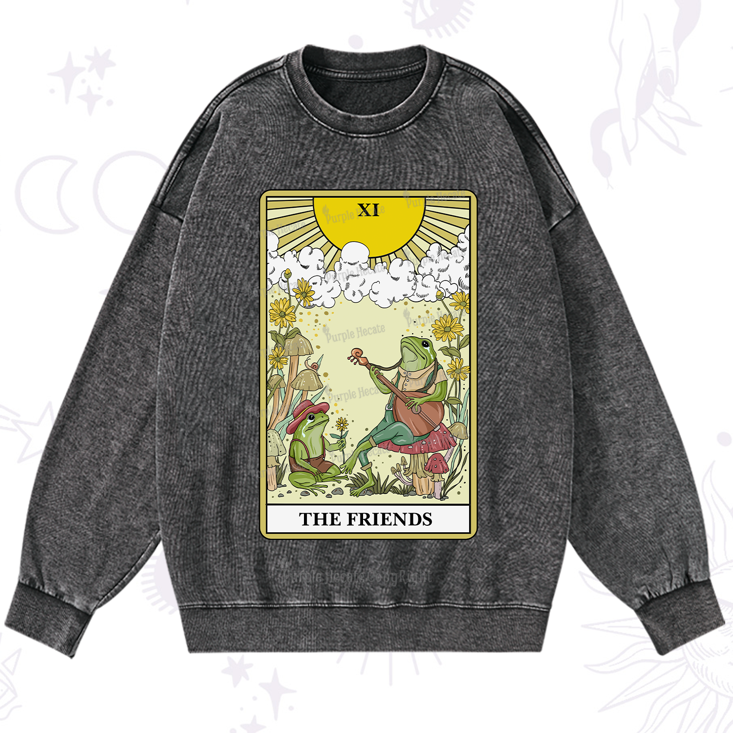 Purplehecate The Friends Tarot Card Washed Sweatshirt