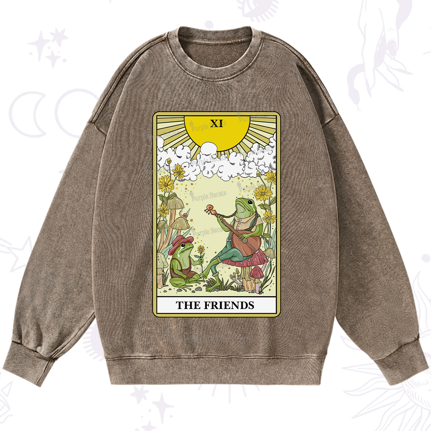 Purplehecate The Friends Tarot Card Washed Sweatshirt