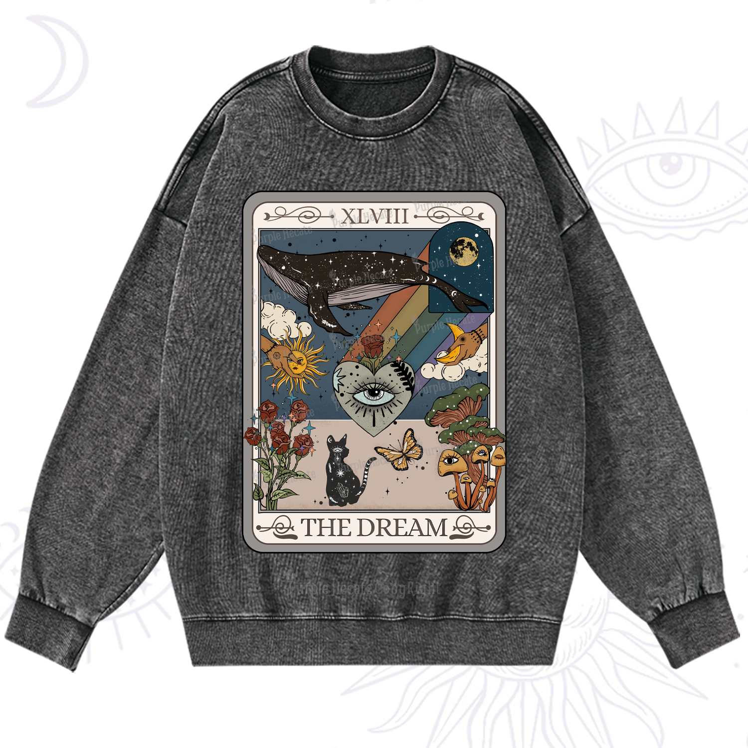 Purplehecate The Dream Tarot Washed Sweatshirt