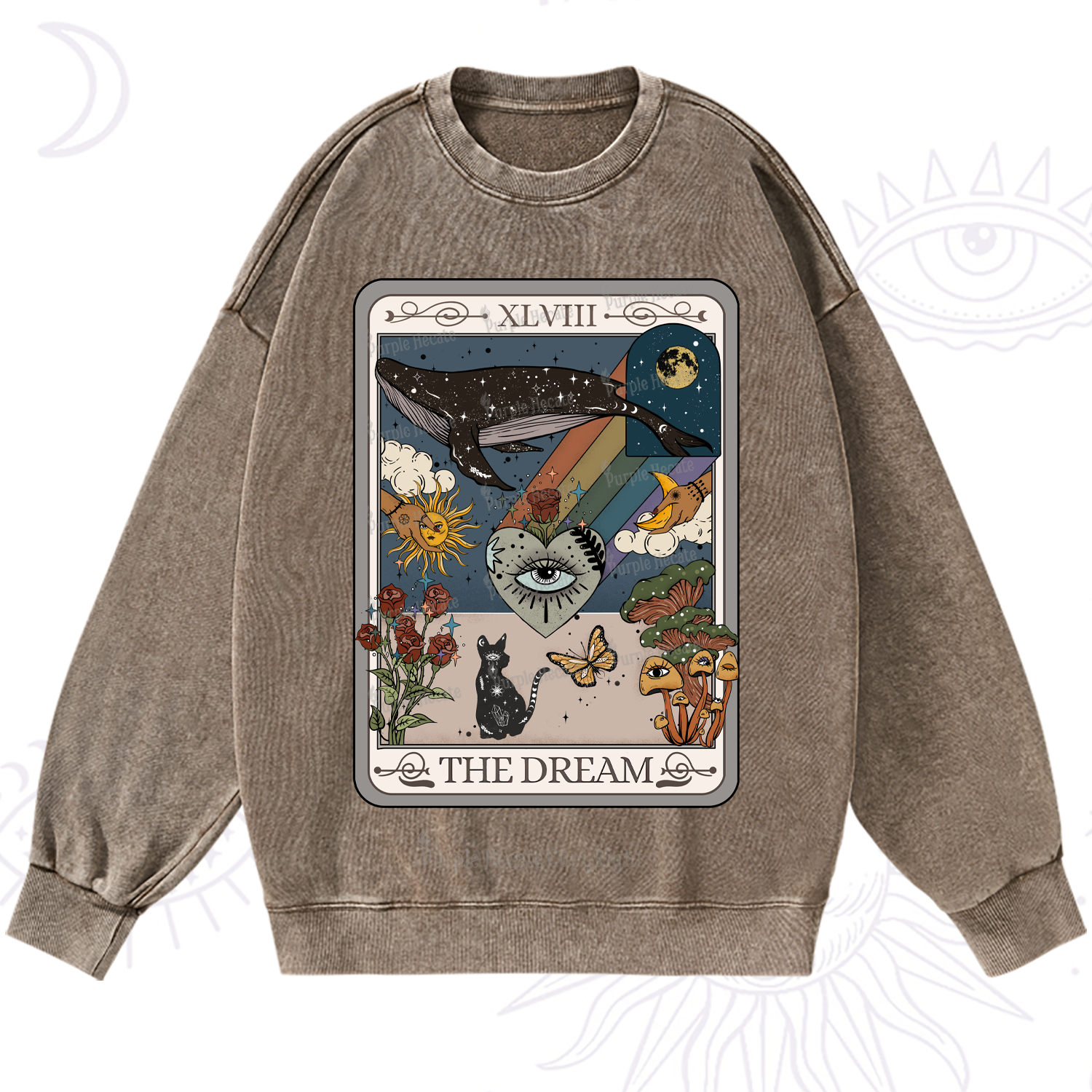Purplehecate The Dream Tarot Washed Sweatshirt