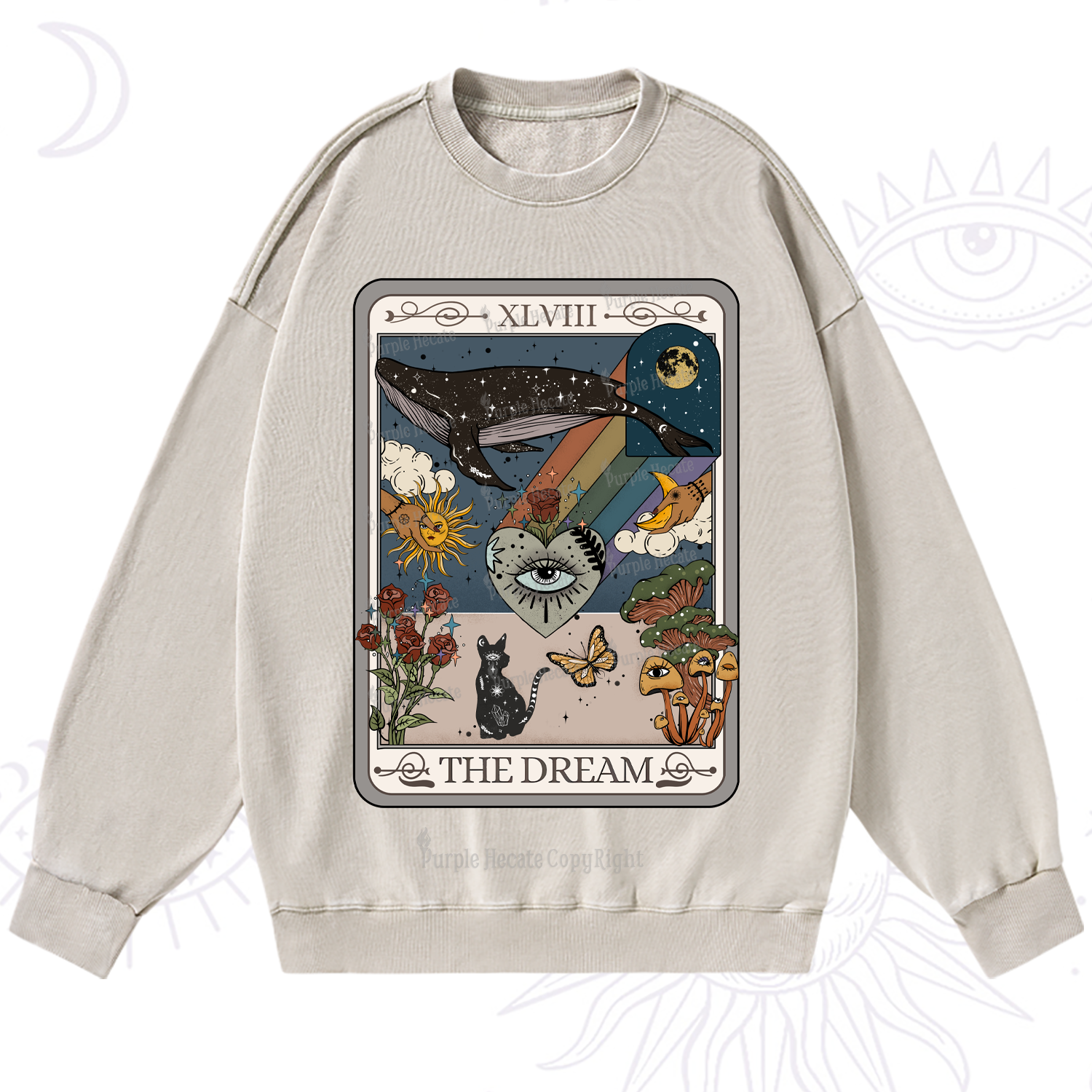 Purplehecate The Dream Tarot Washed Sweatshirt