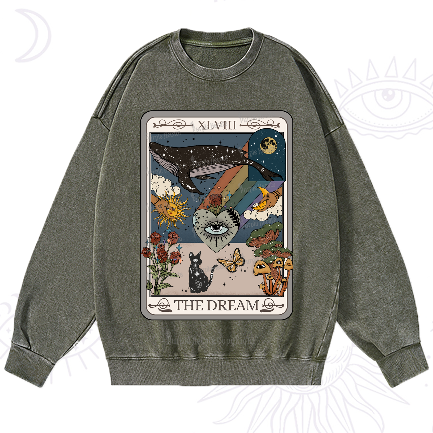 Purplehecate The Dream Tarot Washed Sweatshirt