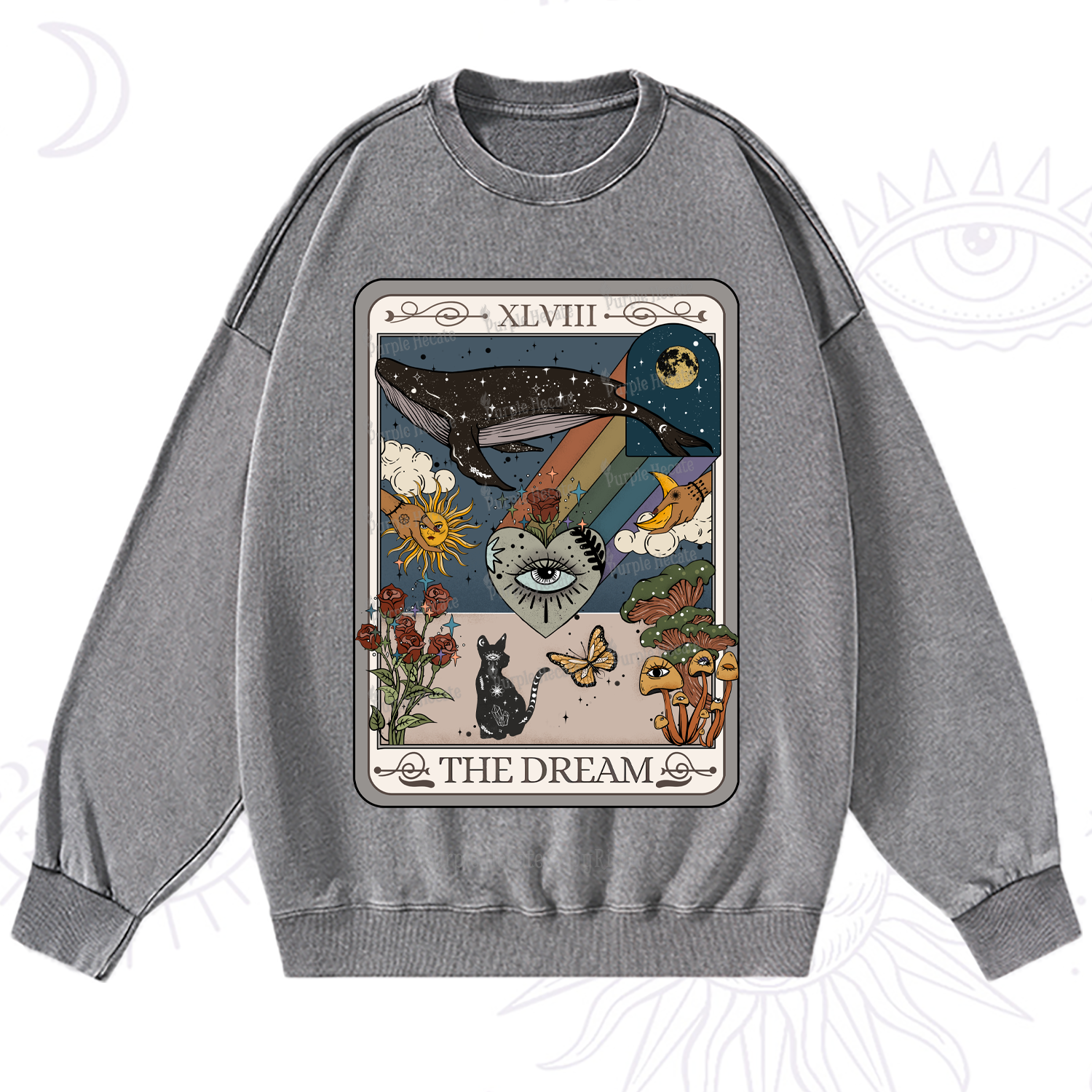Purplehecate The Dream Tarot Washed Sweatshirt