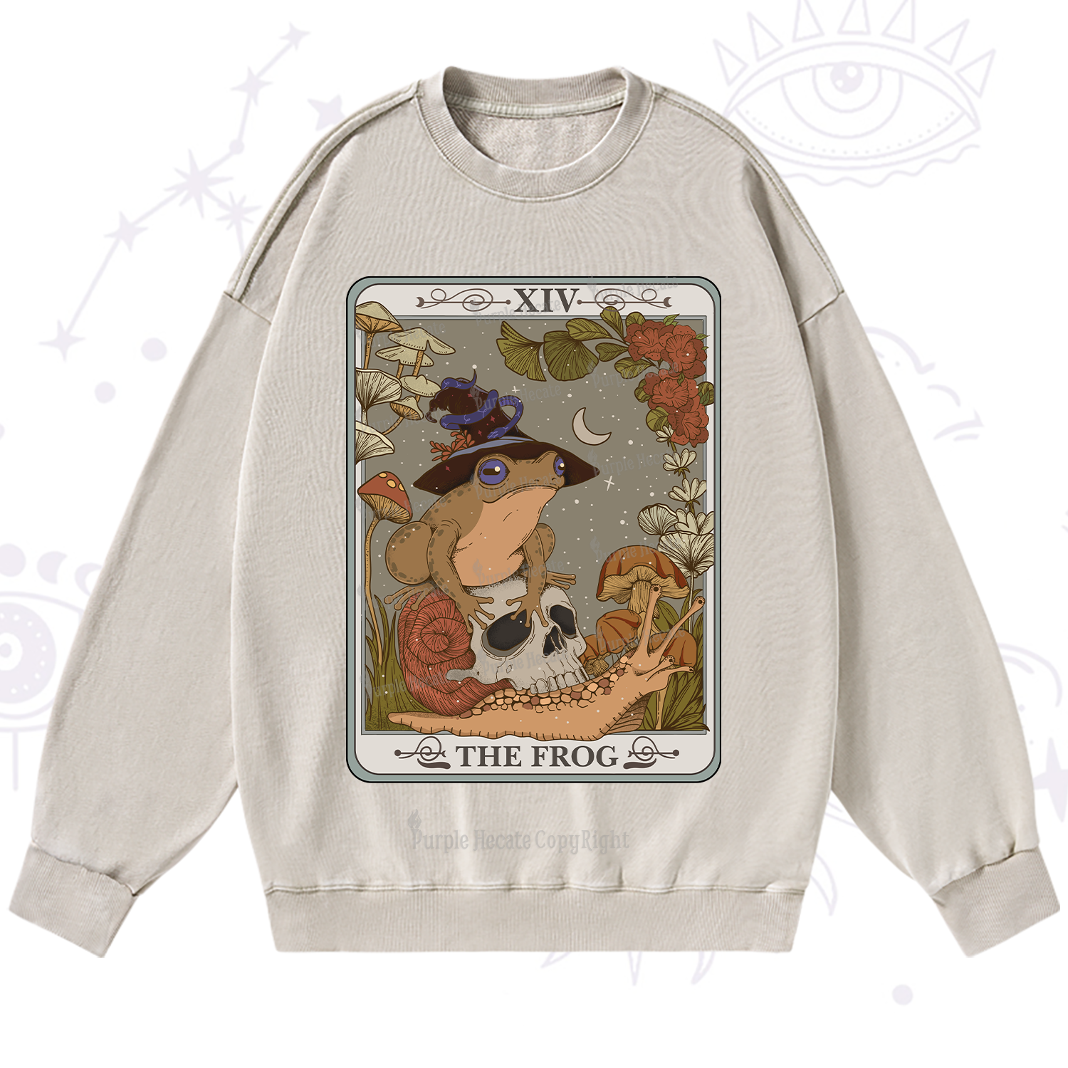 Purplehecate The Frog Tarot Washed Sweatshirt
