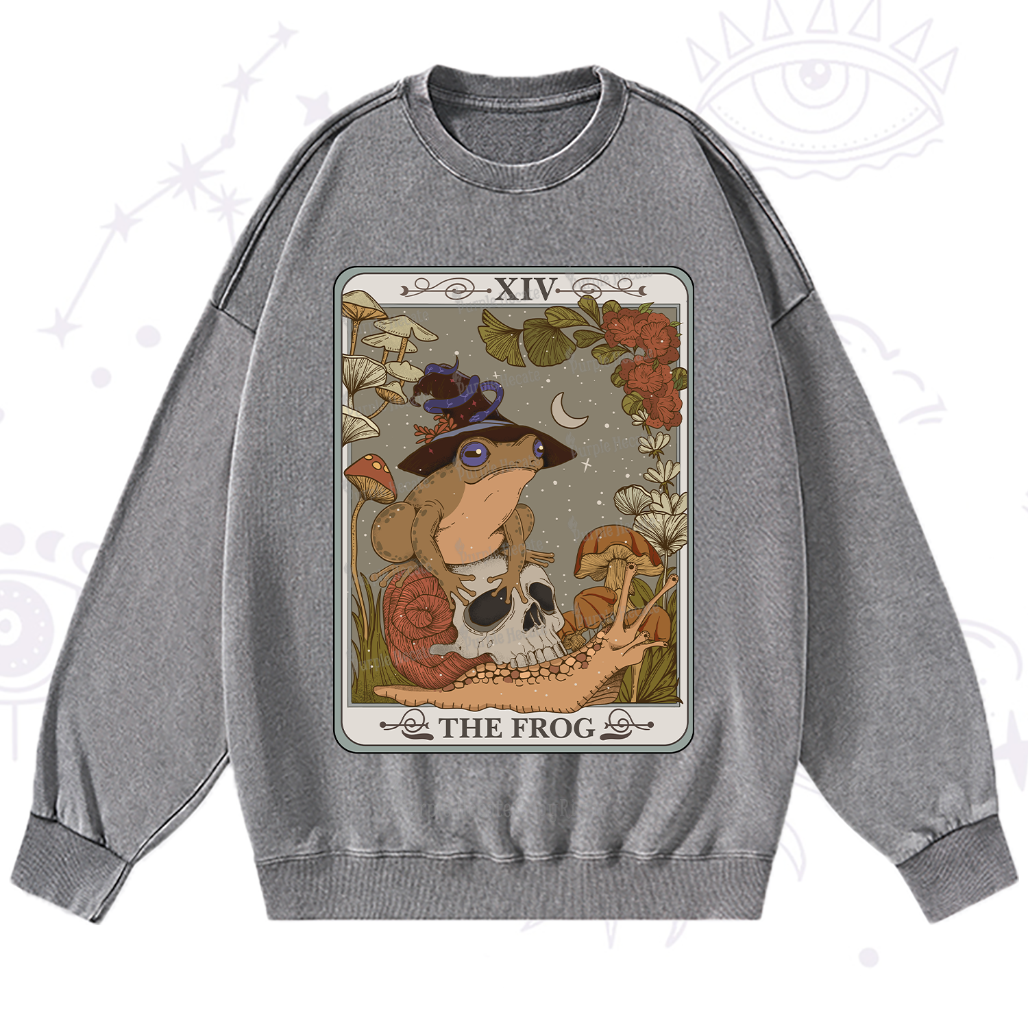Purplehecate The Frog Tarot Washed Sweatshirt