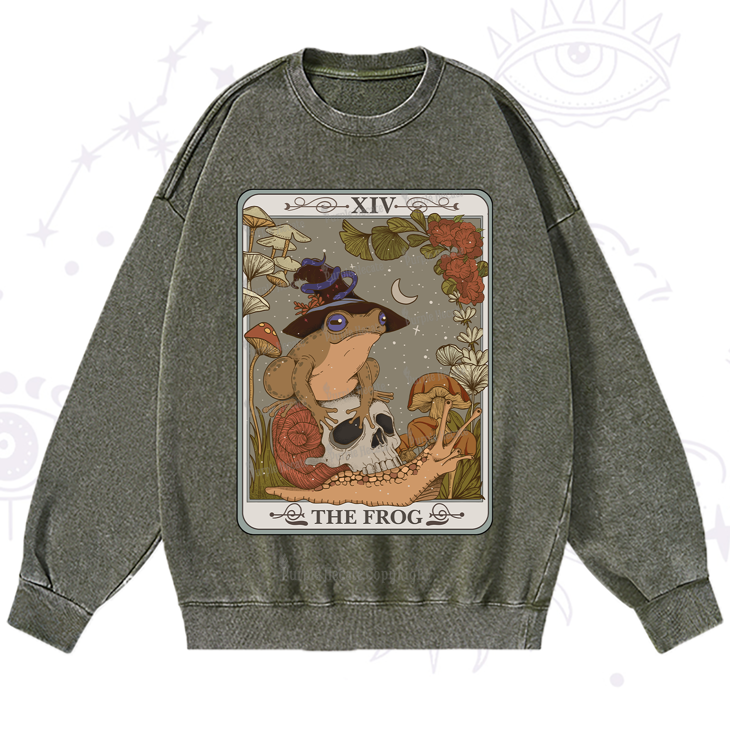 Purplehecate The Frog Tarot Washed Sweatshirt