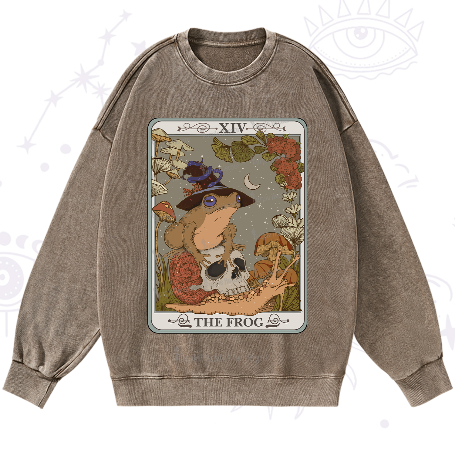 Purplehecate The Frog Tarot Washed Sweatshirt