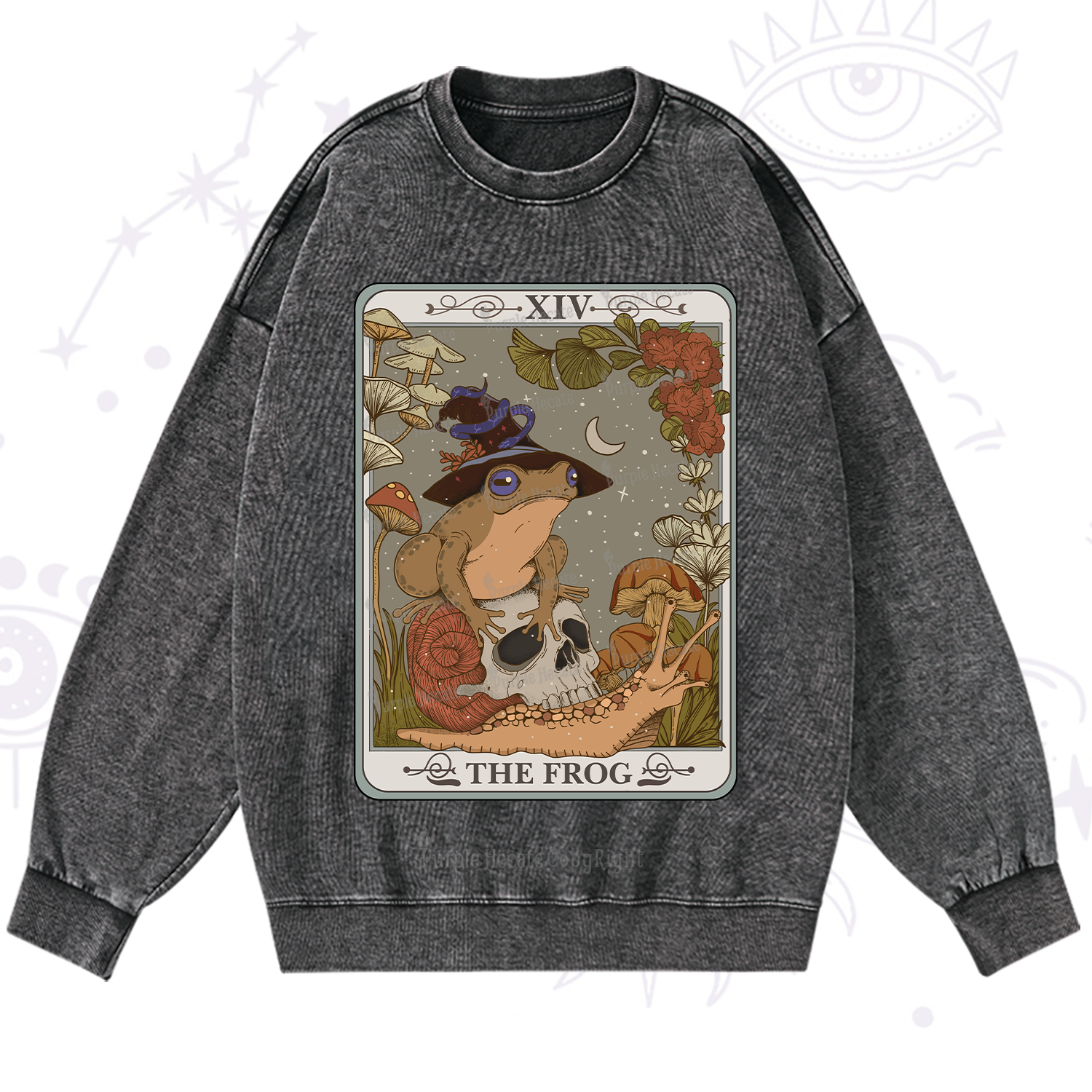 Purplehecate The Frog Tarot Washed Sweatshirt