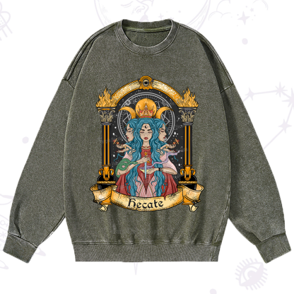 Purplehecate Triple Moon Goddess Hecate Washed Sweatshirt