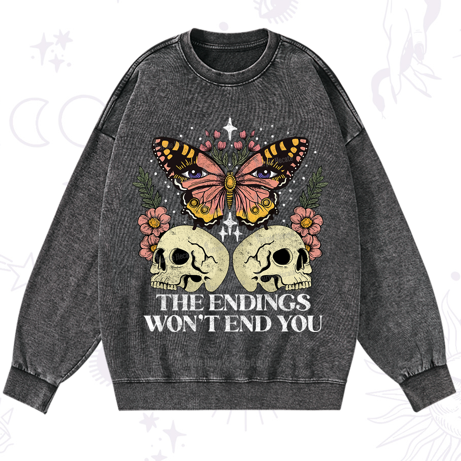 Purplehecate The Endings Won't End You Washed Sweatshirt