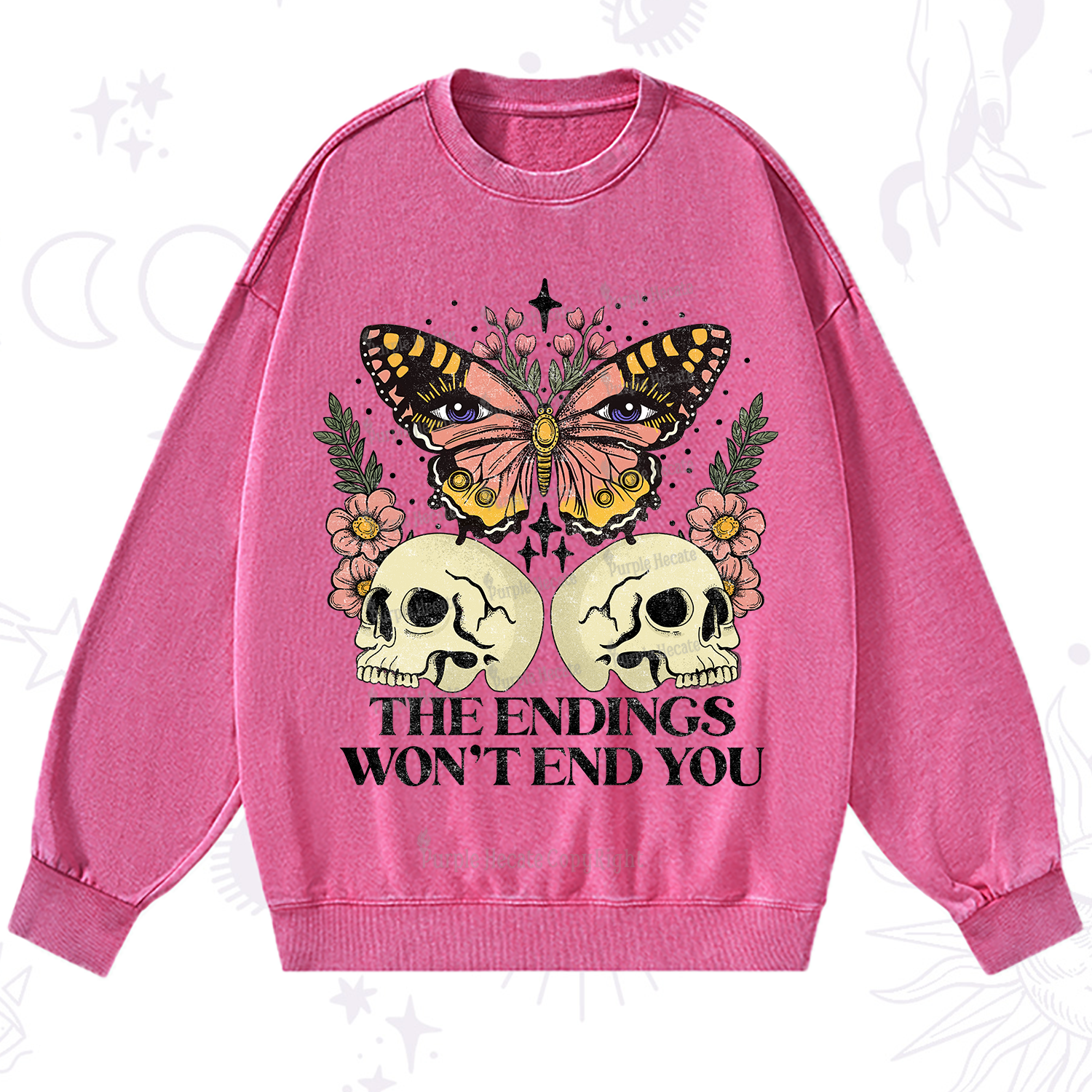 Purplehecate The Endings Won't End You Washed Sweatshirt