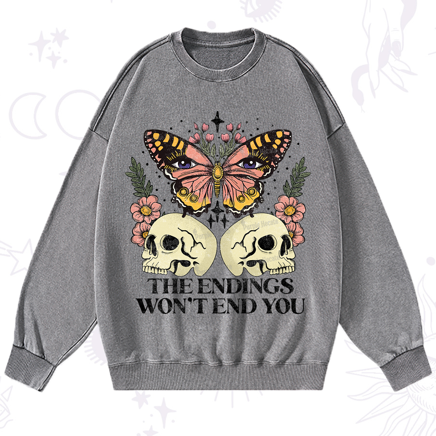 Purplehecate The Endings Won't End You Washed Sweatshirt
