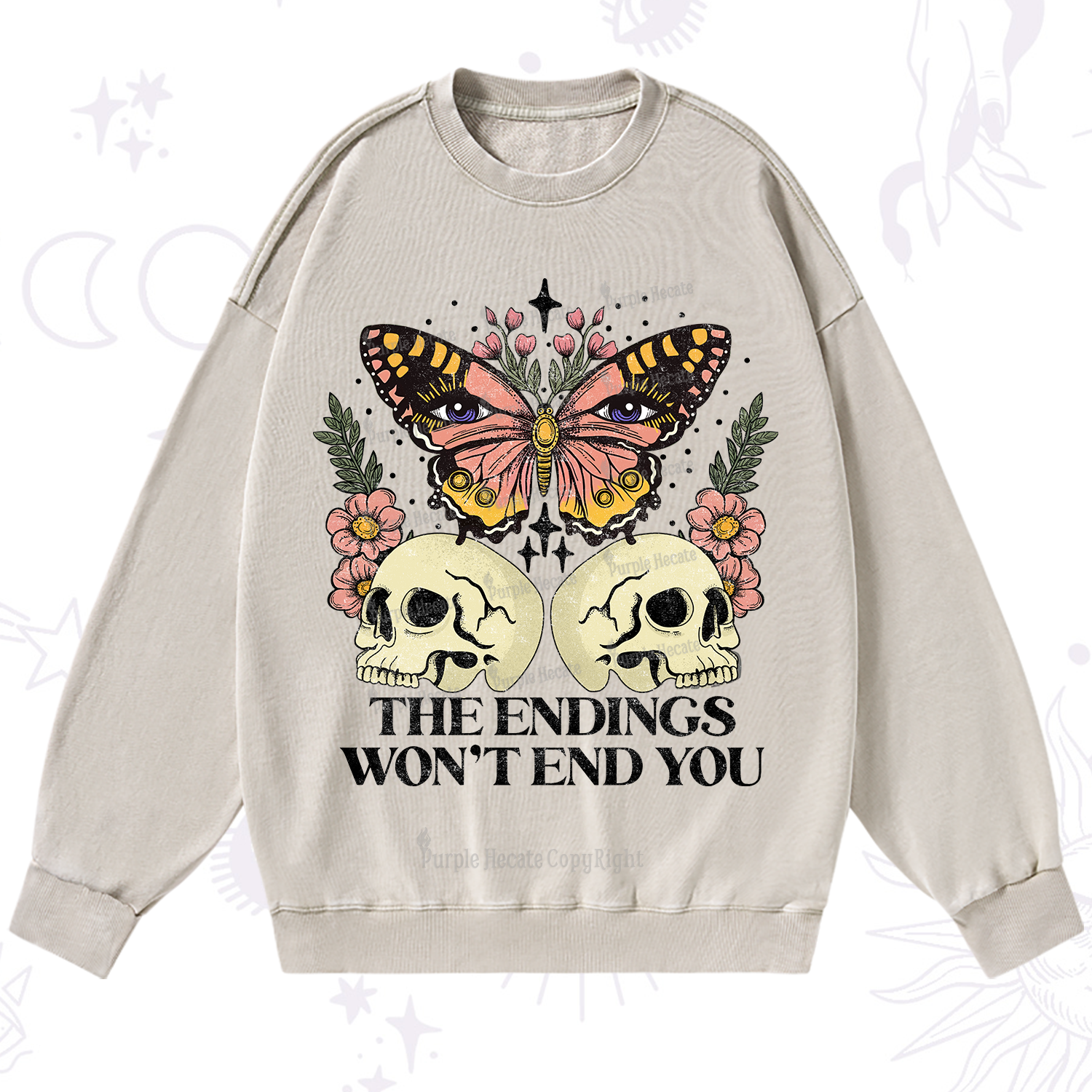 Purplehecate The Endings Won't End You Washed Sweatshirt