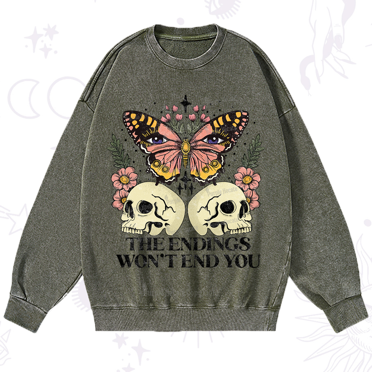 Purplehecate The Endings Won't End You Washed Sweatshirt