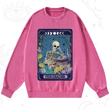 Purplehecate The Reader Tarot Card Washed Sweatshirt