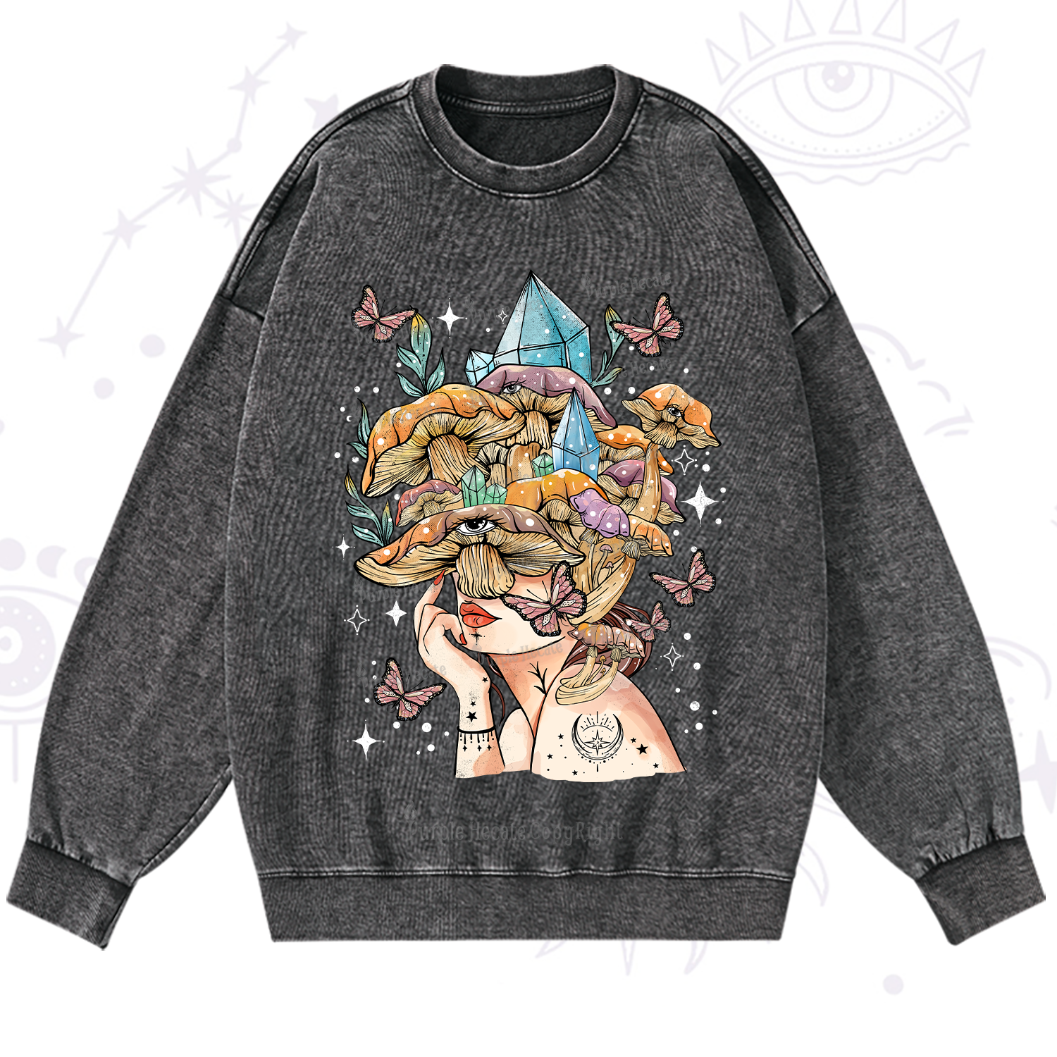 Purplehecate Crystal Goddess Washed Sweatshirt