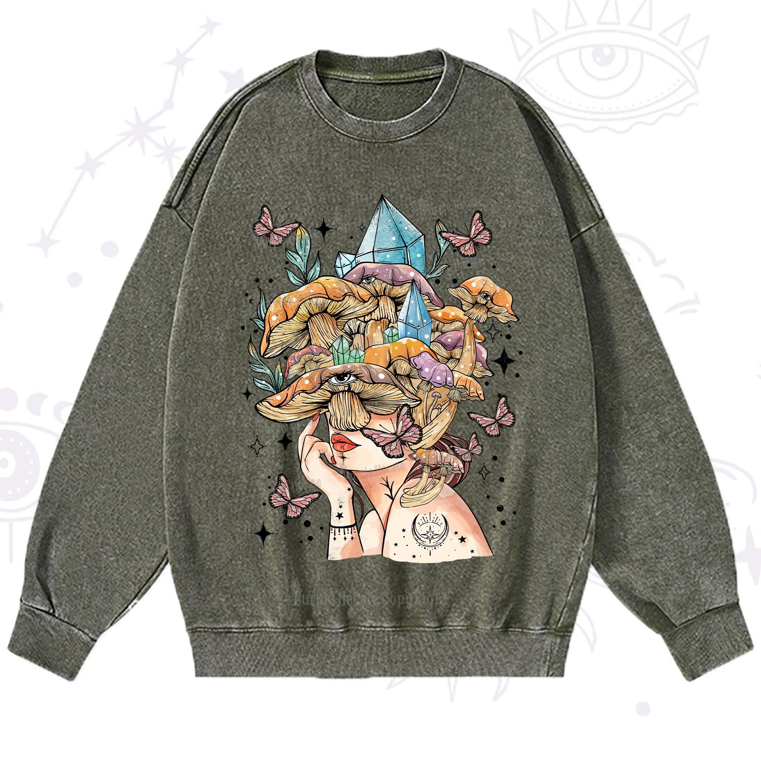 Purplehecate Crystal Goddess Washed Sweatshirt